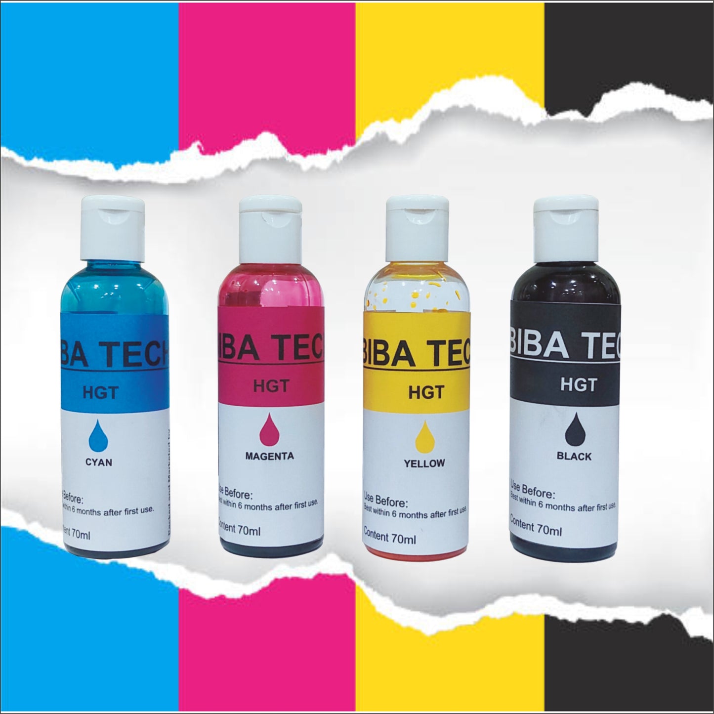 biba tech HP 115 310 315 319 410 415 416 419 455 500 515 520 525 530 589 615 750 790 670 Black + Tri Color Combo Pack Ink Bottle